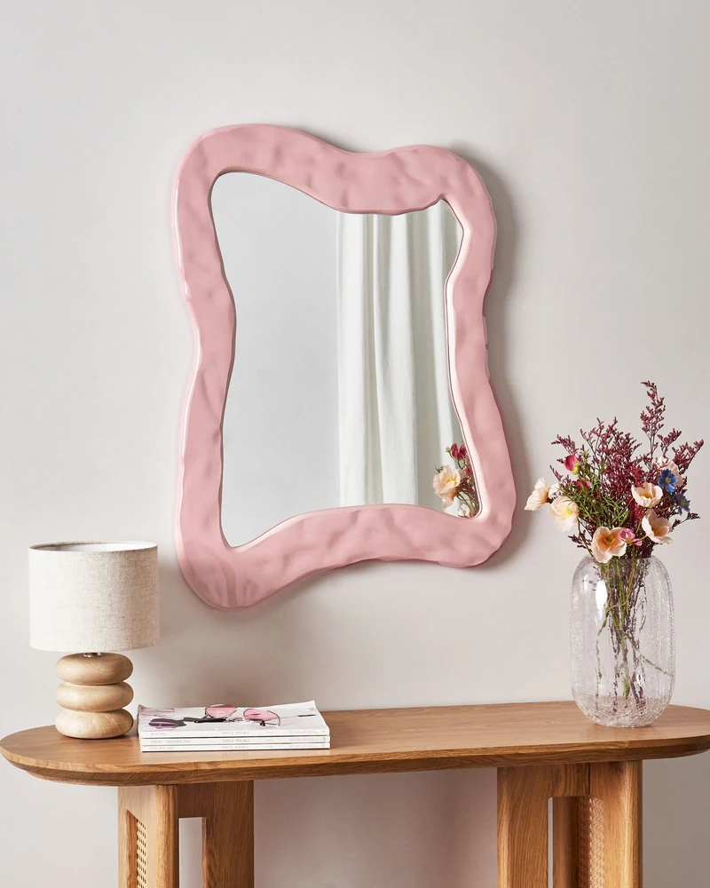 Beliani Sieninis veidrodis PENCRAN 60 cm 80 cm Rožinis