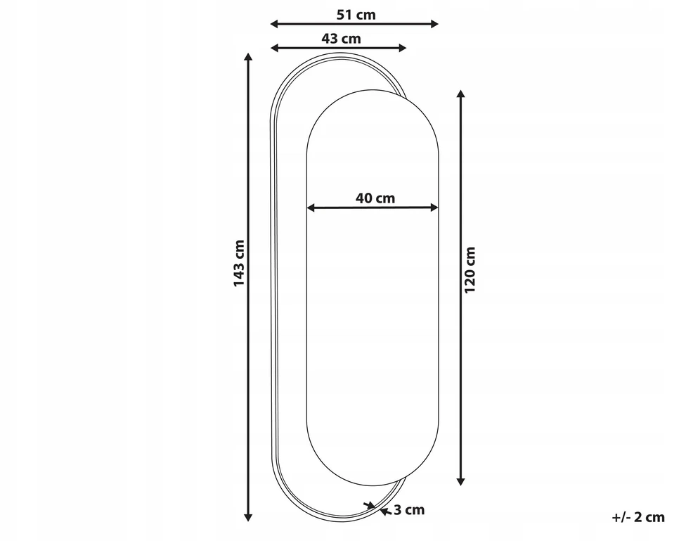 Beliani Sieninis veidrodis CREIL 51 cm 143 cm technoratano natūralus