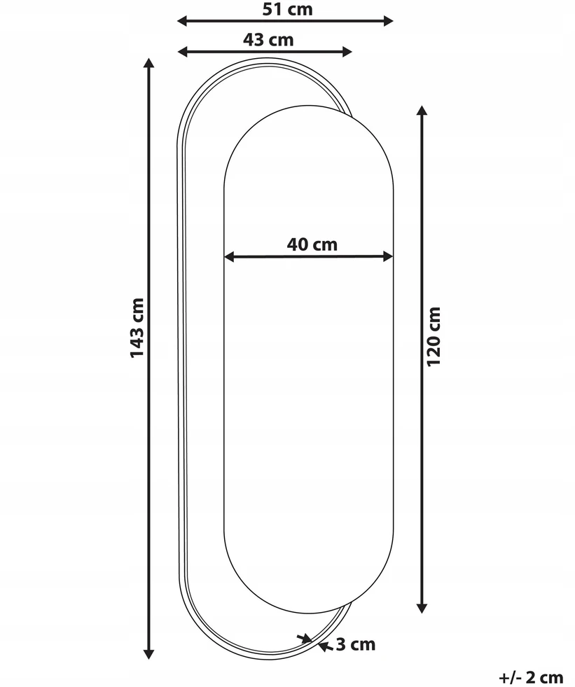 Beliani Sieninis veidrodis CREIL 51 cm 143 cm technoratano natūralus