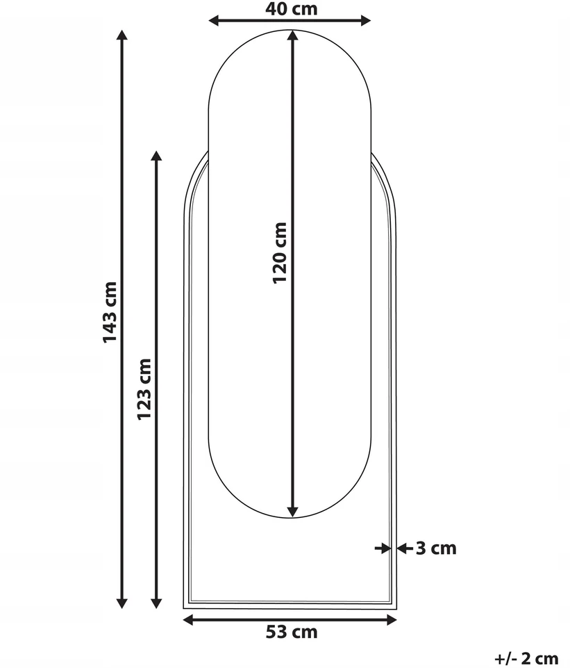 Beliani Sieninis veidrodis NEVERS 53 cm 143 cm technoratanas natūralus