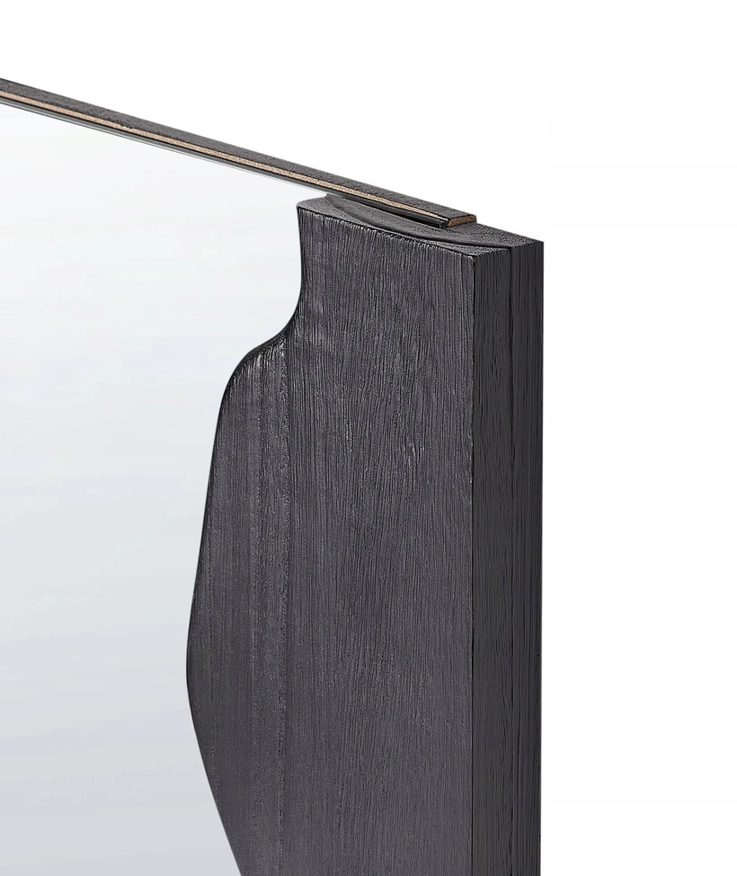 Beliani Sieninis veidrodis SAULLCET 75 cm 175 cm paulownijos mediena, juodas