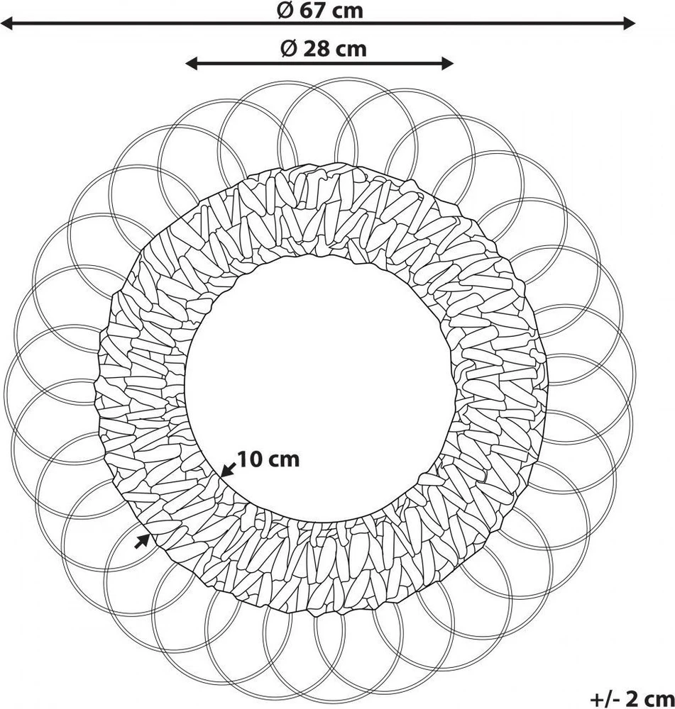 Beliani Sieninis veidrodis PAMOL 67 cm, pintas, natūralus