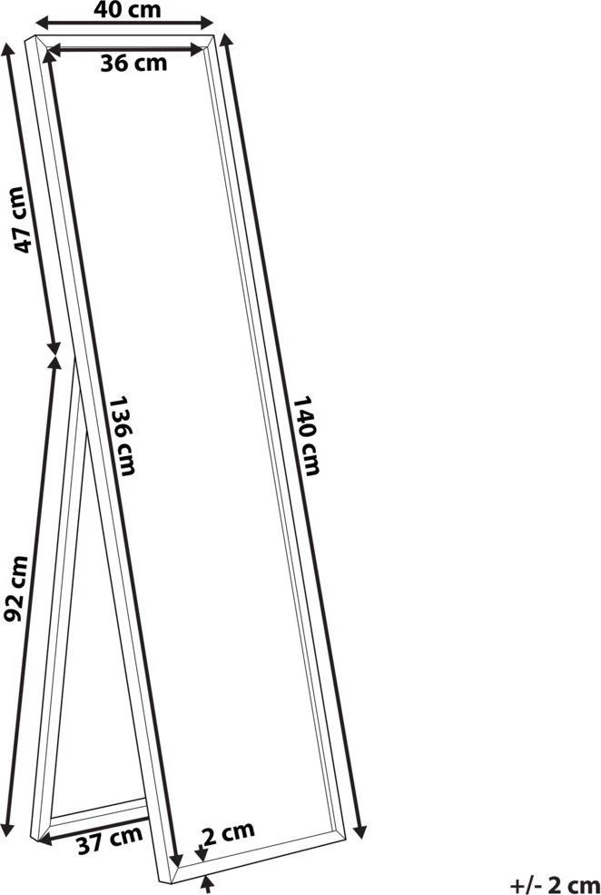 Beliani Pastatomas veidrodis TORCY 140 cm, sidabrinis