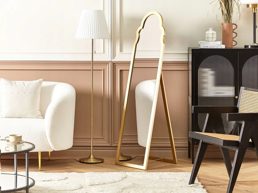 Beliani Pastatomas veidrodis CHATILLON 150 cm auksinis