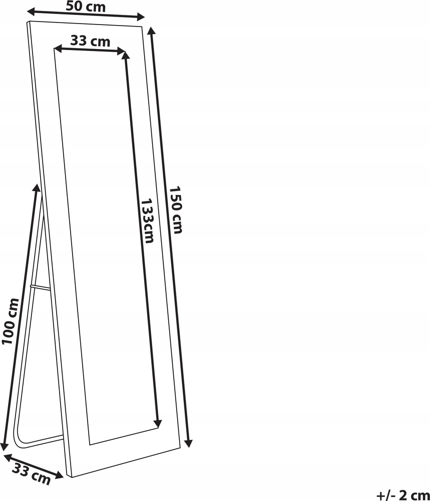 Beliani Pastatomas veidrodis ANSOUIS 150 cm, ekologiška oda, juodas
