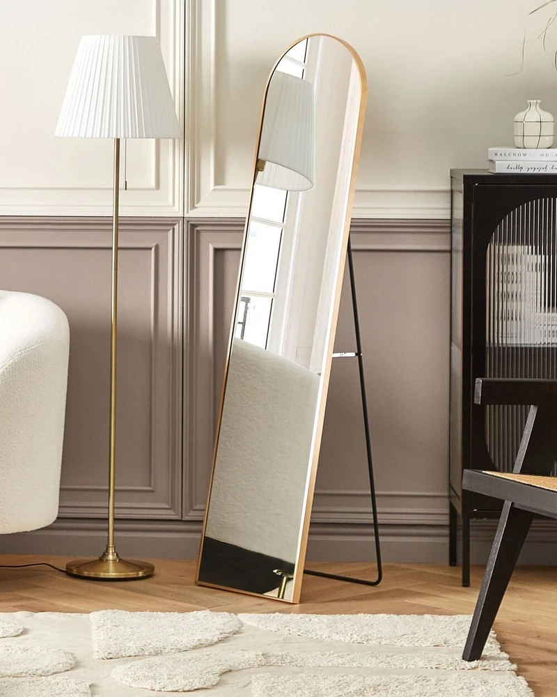 Beliani Pastatomas veidrodis BAGNOLET 150 cm metalinis auksinis