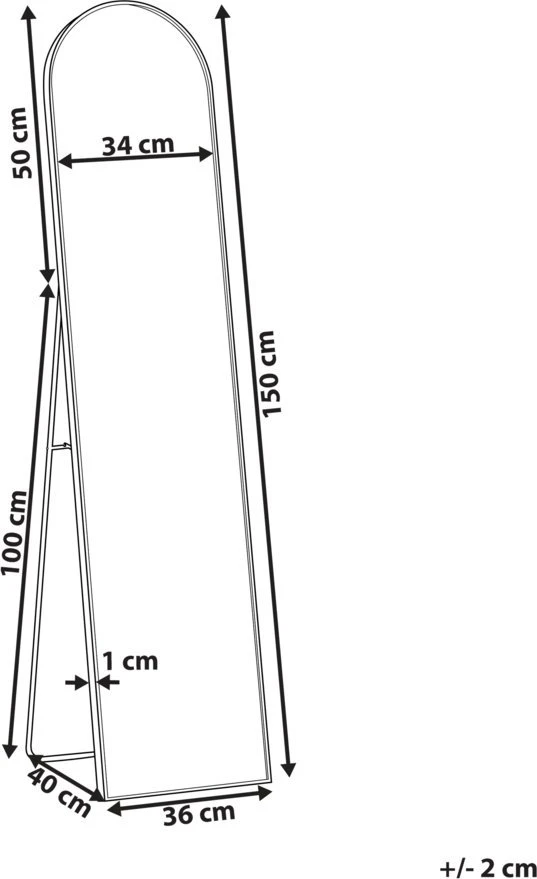 Beliani Pastatomas veidrodis BAGNOLET 150 cm metalinis auksinis
