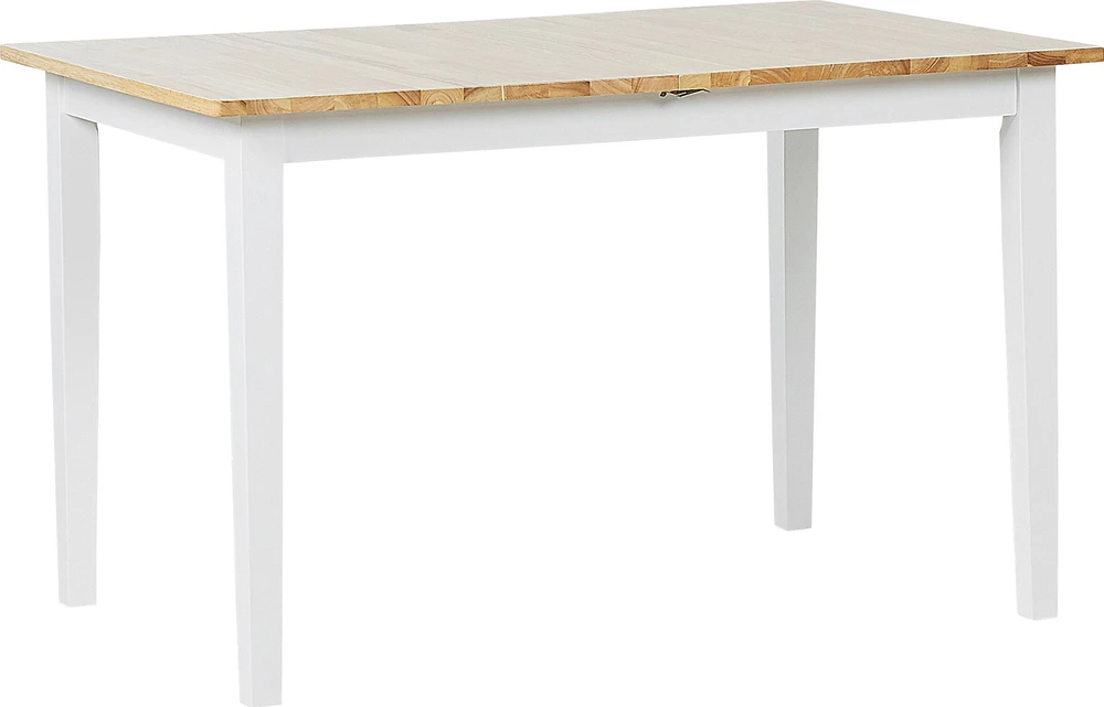 Beliani Išskleidžiamas valgomojo stalas HOUSTON šviesiai rudas/baltas 120/150 cm 90 cm pušies mediena