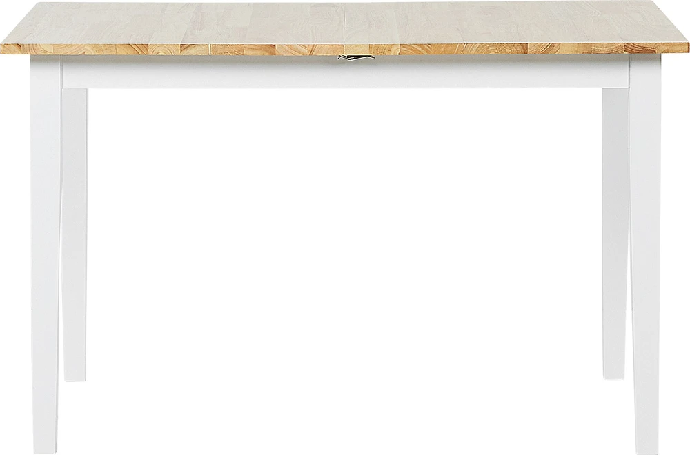 Beliani Išskleidžiamas valgomojo stalas HOUSTON šviesiai rudas/baltas 120/150 cm 90 cm pušies mediena