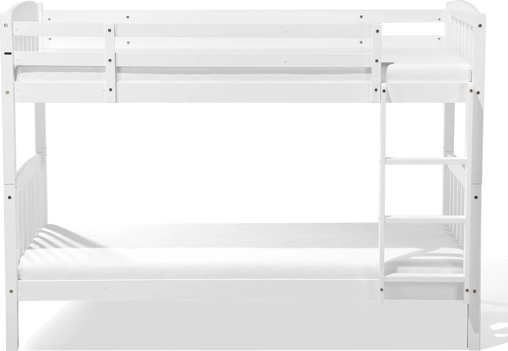 Beliani Dviaukštė lova Pušies mediena REVIN 90 x 200 cm Balta