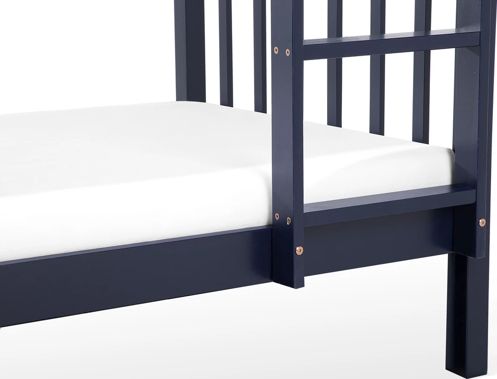 Beliani Dviaukštė lova iš pušies medienos REVIN 90 x 200 cm tamsiai mėlyna