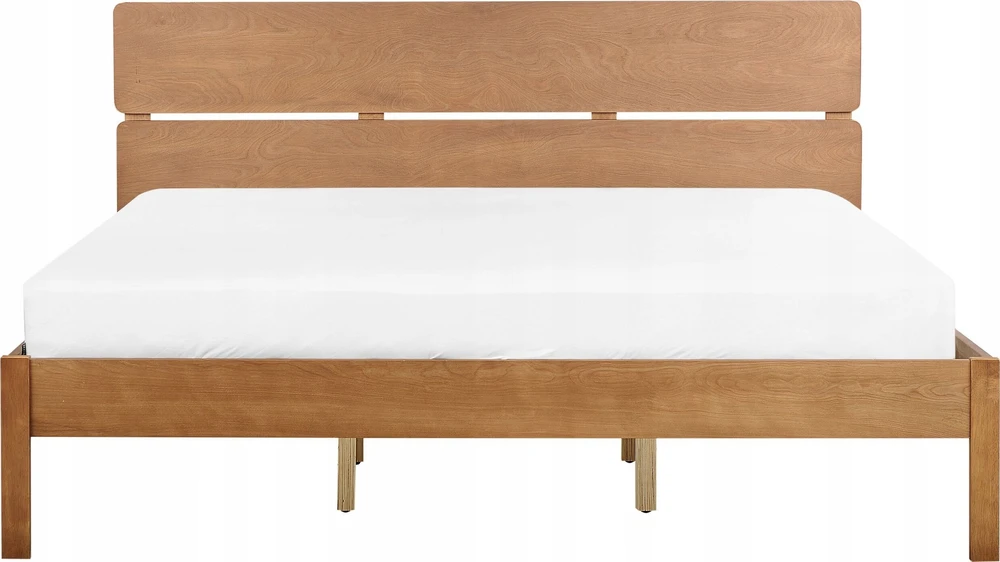 Beliani BOISSET LED lova, kaučiuko mediena, 180 x 200 cm, tamsiai ruda
