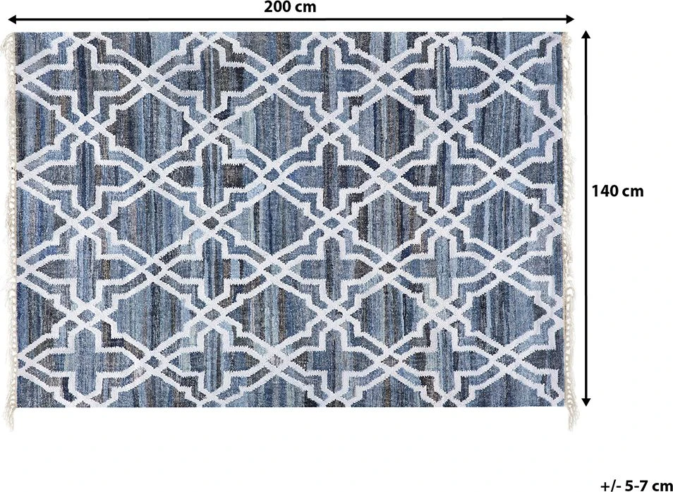 Beliani Kilimas ADIYAMAN mėlynas 140 x 200 cm medvilninis