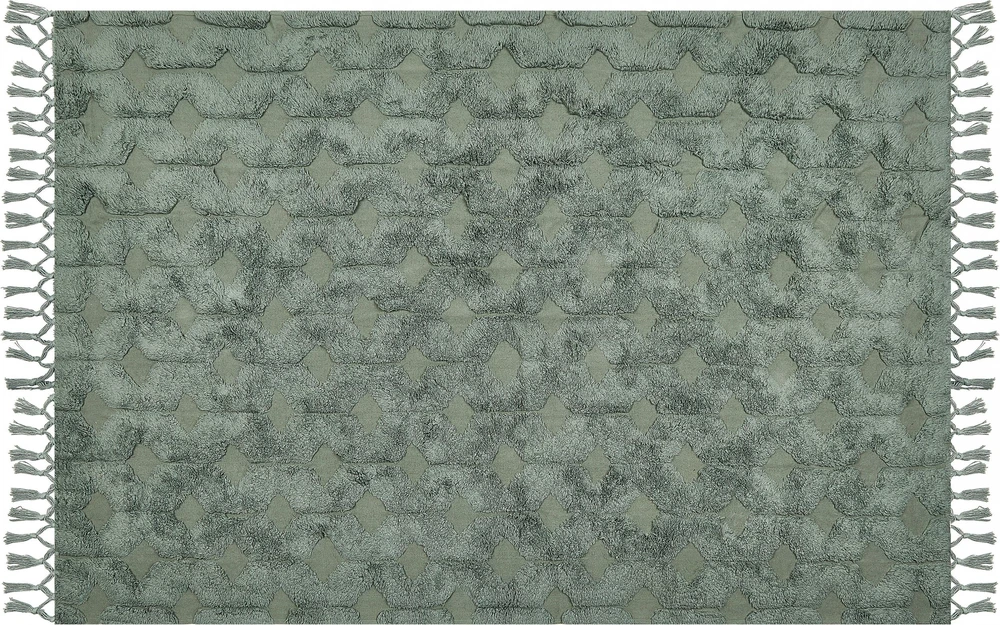 Beliani Kilimas KARS, žalias, 140 x 200 cm, medvilninis
