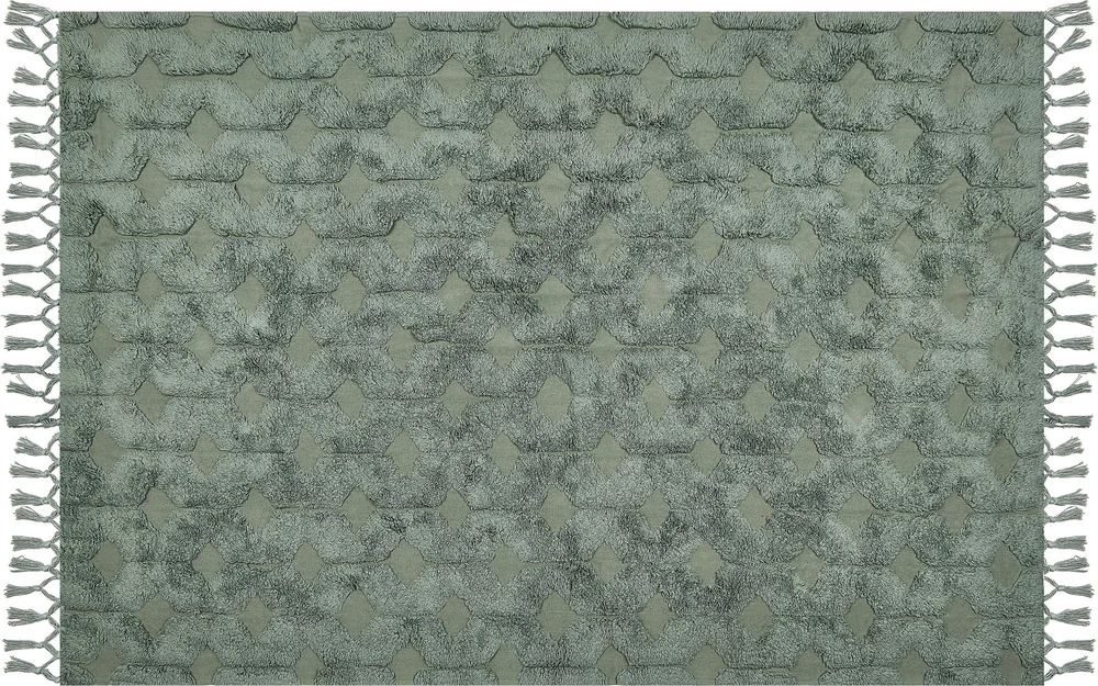 Beliani Kilimas KARS žalias 160 x 230 cm medvilninis