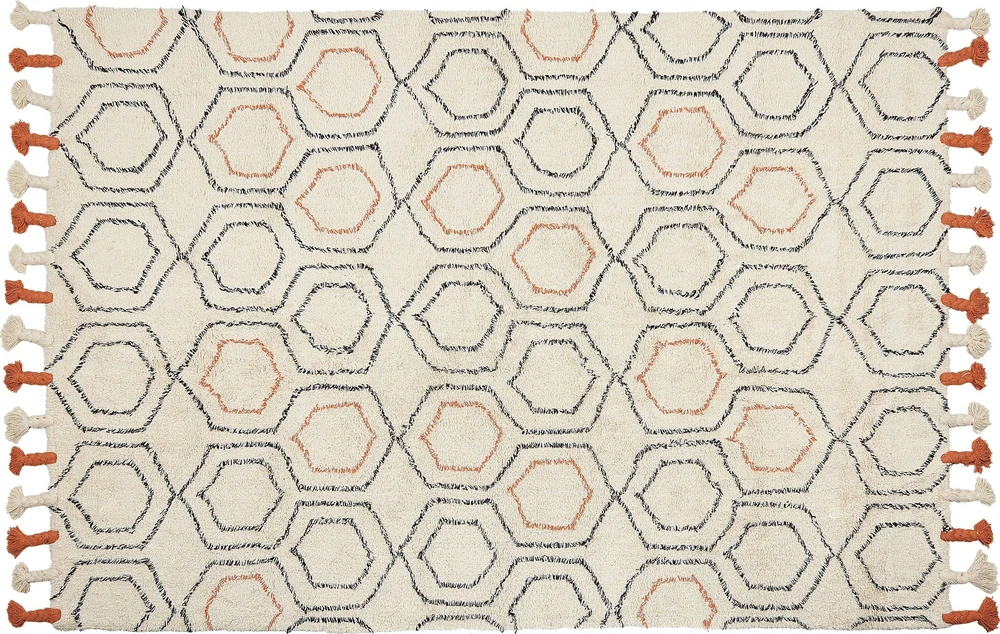 Beliani Kiliminis kilimas HAJIPUR smėlio spalvos 160 x 230 cm medvilninis