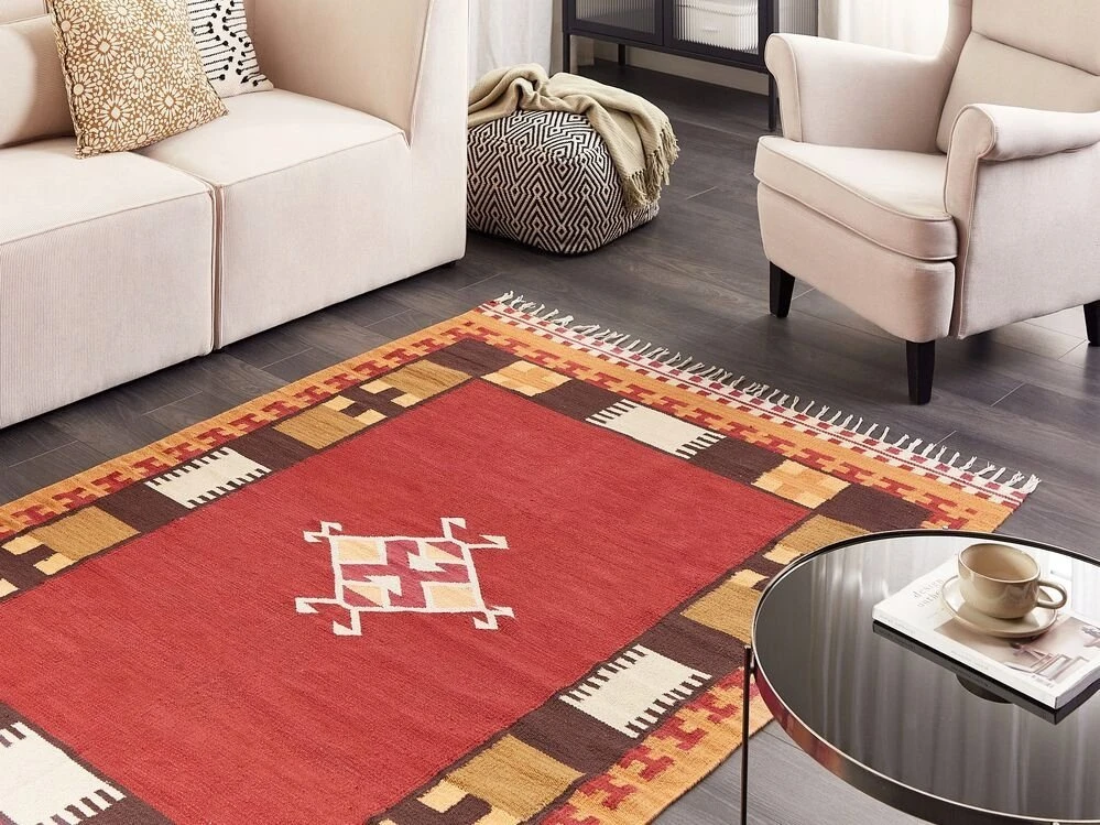 Beliani Kiliminis kilimas PARAKAR spalvotas 140 x 200 cm medvilninis