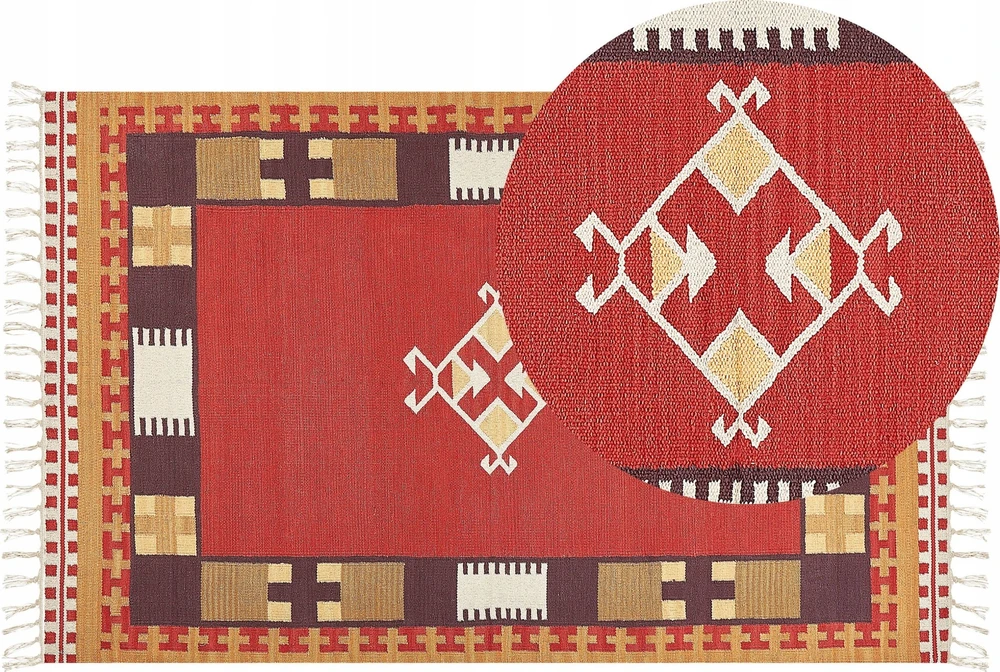 Beliani Kiliminis kilimas PARAKAR spalvotas 140 x 200 cm medvilninis