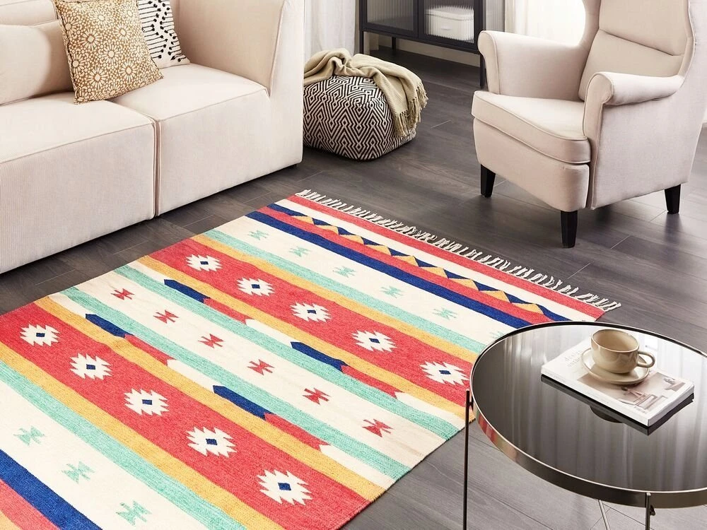 Beliani Kilimas MARGARA spalvotas 140 x 200 cm medvilninis Kilim