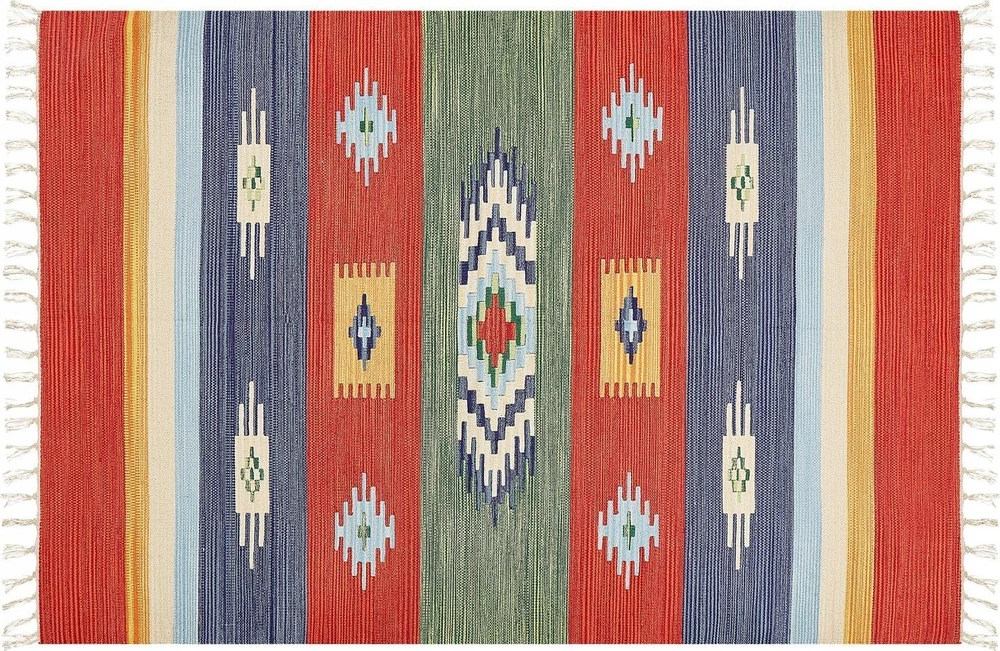 Beliani Kilimas KAMARIS spalvotas 140 x 200 cm medvilninis Kilim
