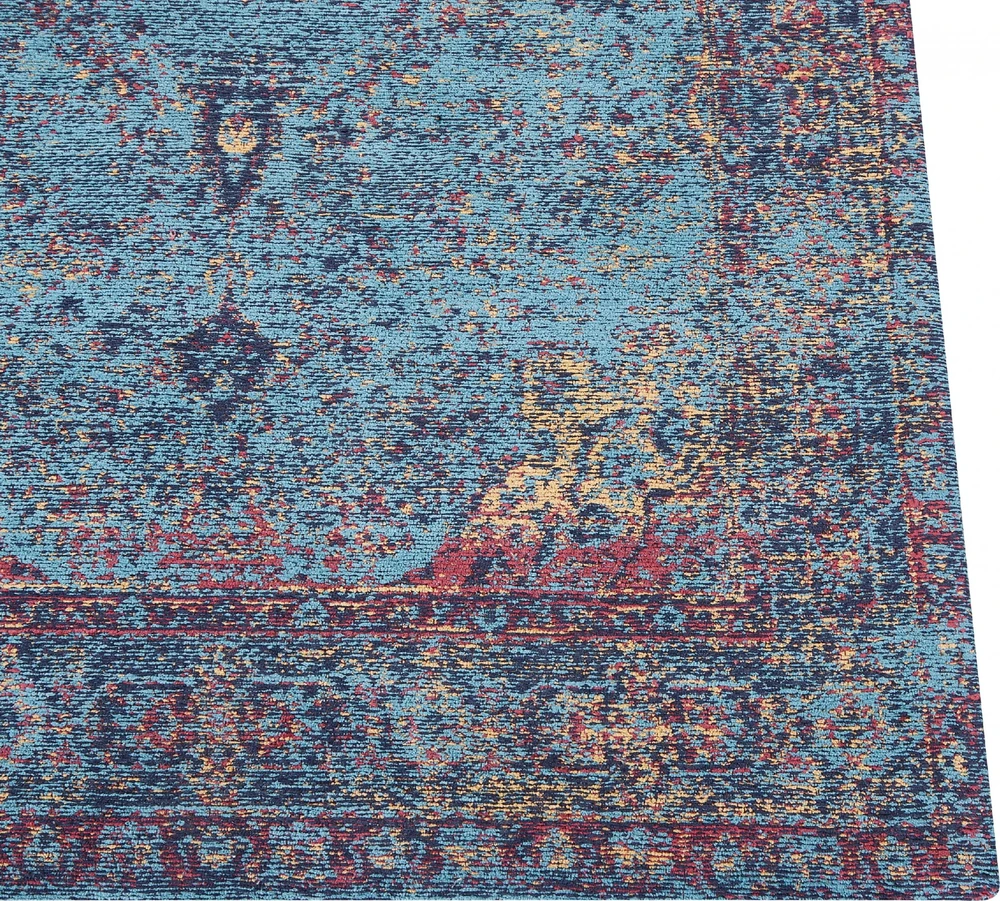 Beliani Kilimas KANSU mėlynas 160 x 230 cm medvilninis