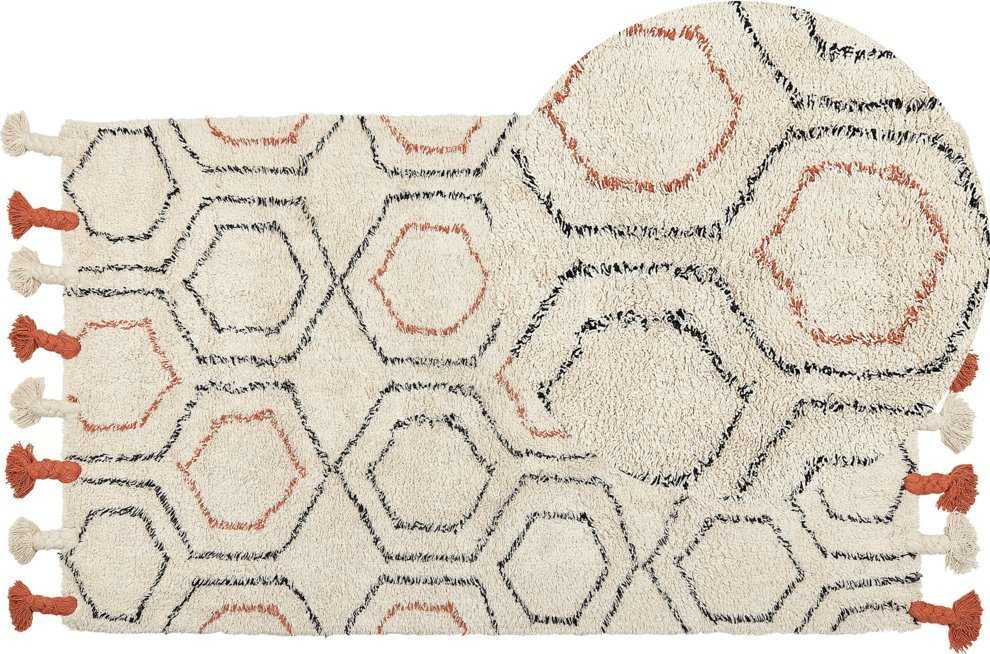 Beliani Kilimas HAJIPUR smėlio spalvos 80 x 150 cm medvilninis