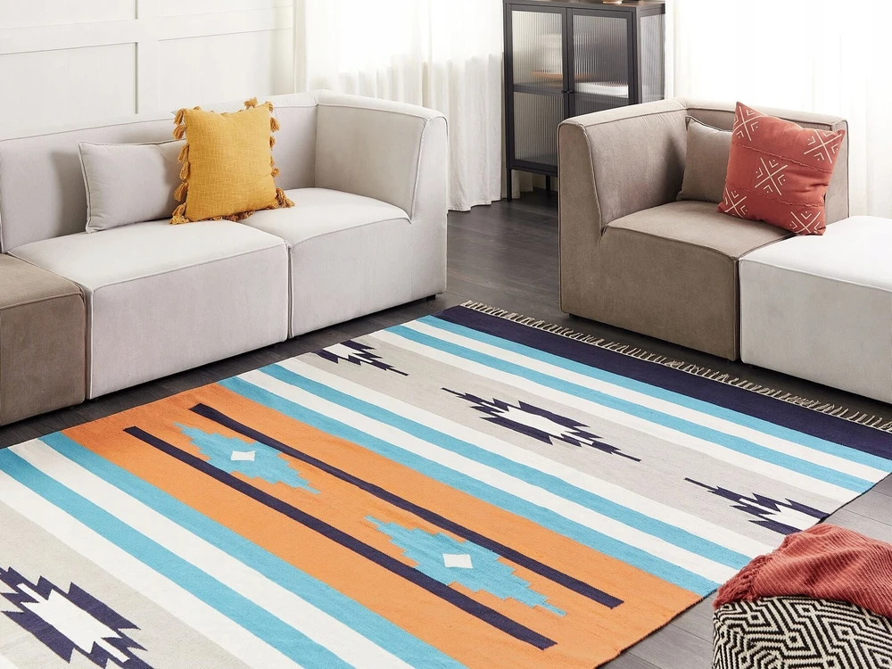 Beliani Kilimas NORATUS spalvingas 200 x 300 cm medvilninis kilim