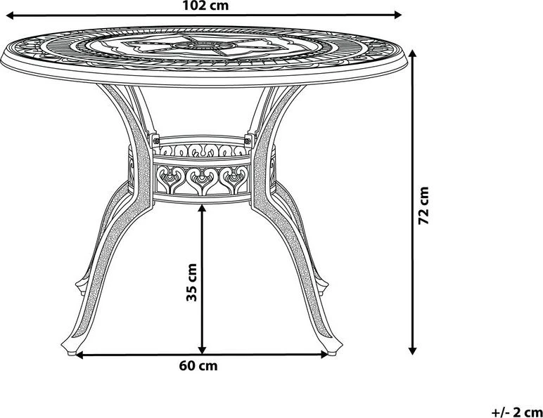 Beliani Sodo stalas SALENTO 102 cm metalinis tamsiai rudas