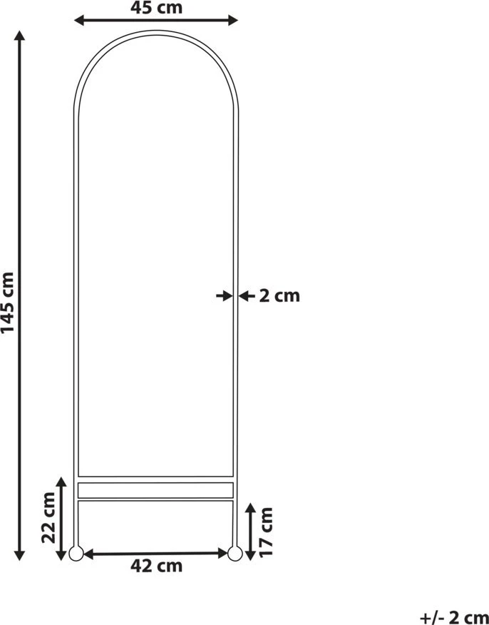 Beliani Sieninis veidrodis JARNAGES 45 cm 145 cm metalinis baltas