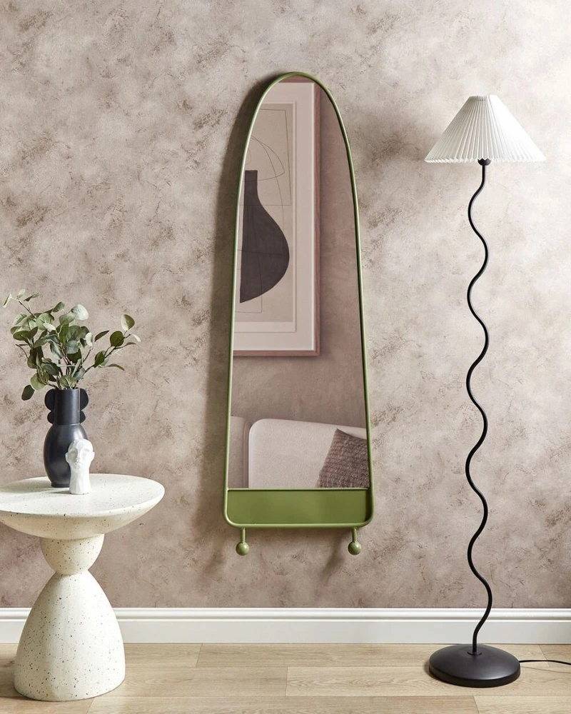 Beliani Sieninis veidrodis PARNAY 45 cm 146 cm Metallinis Alyvuogių spalvos