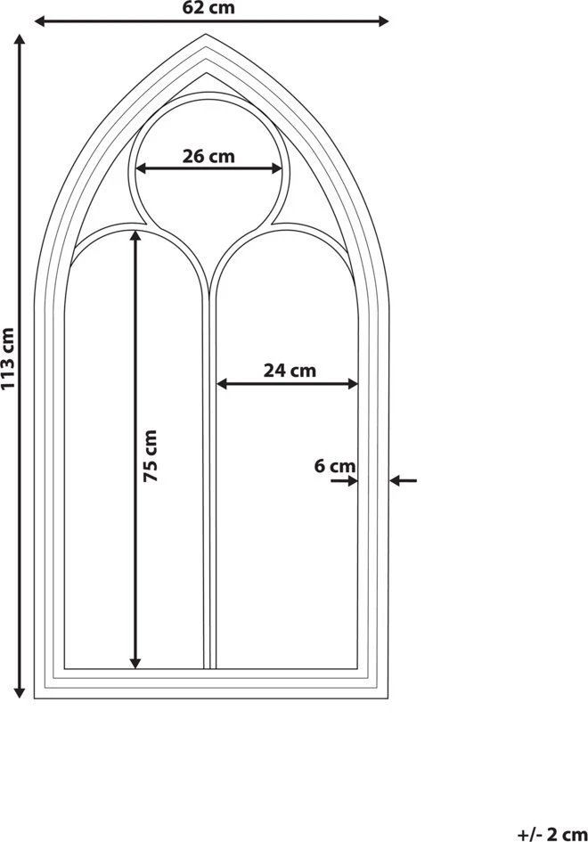 Beliani Sieninis veidrodis TRELLY 62 cm 113 cm metalinis juodas