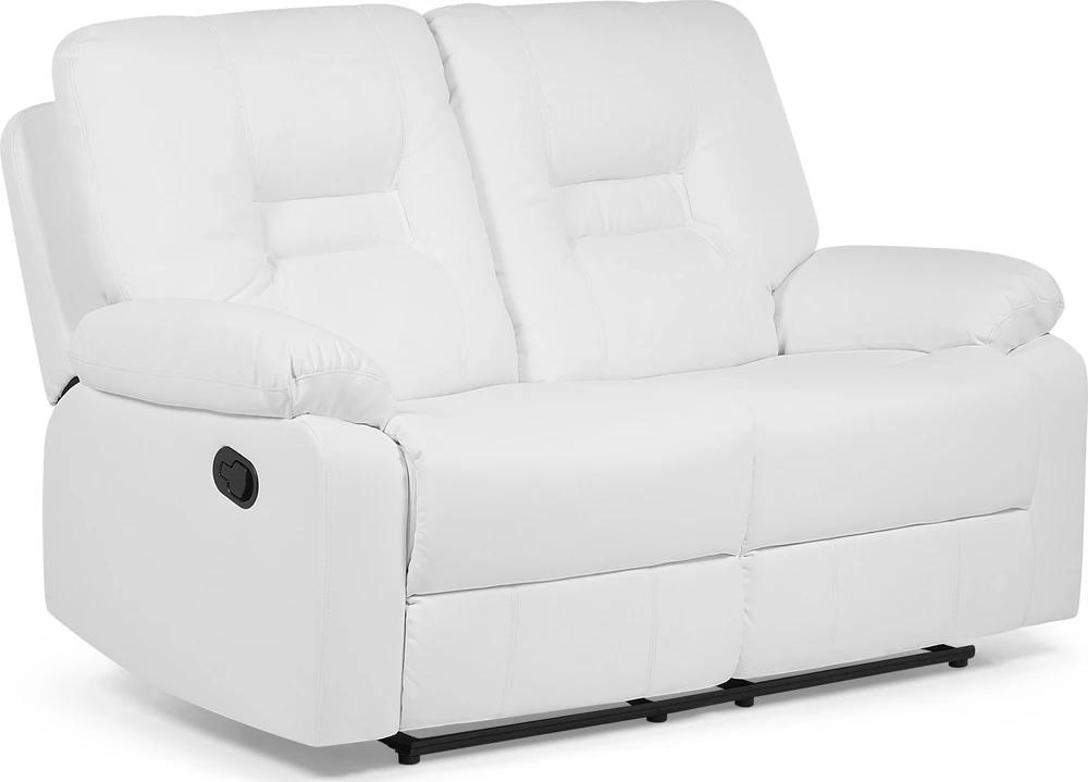 Beliani 2 vietų sofa su rankine relaksacijos funkcija BERGEN, dirbtinė oda, balta