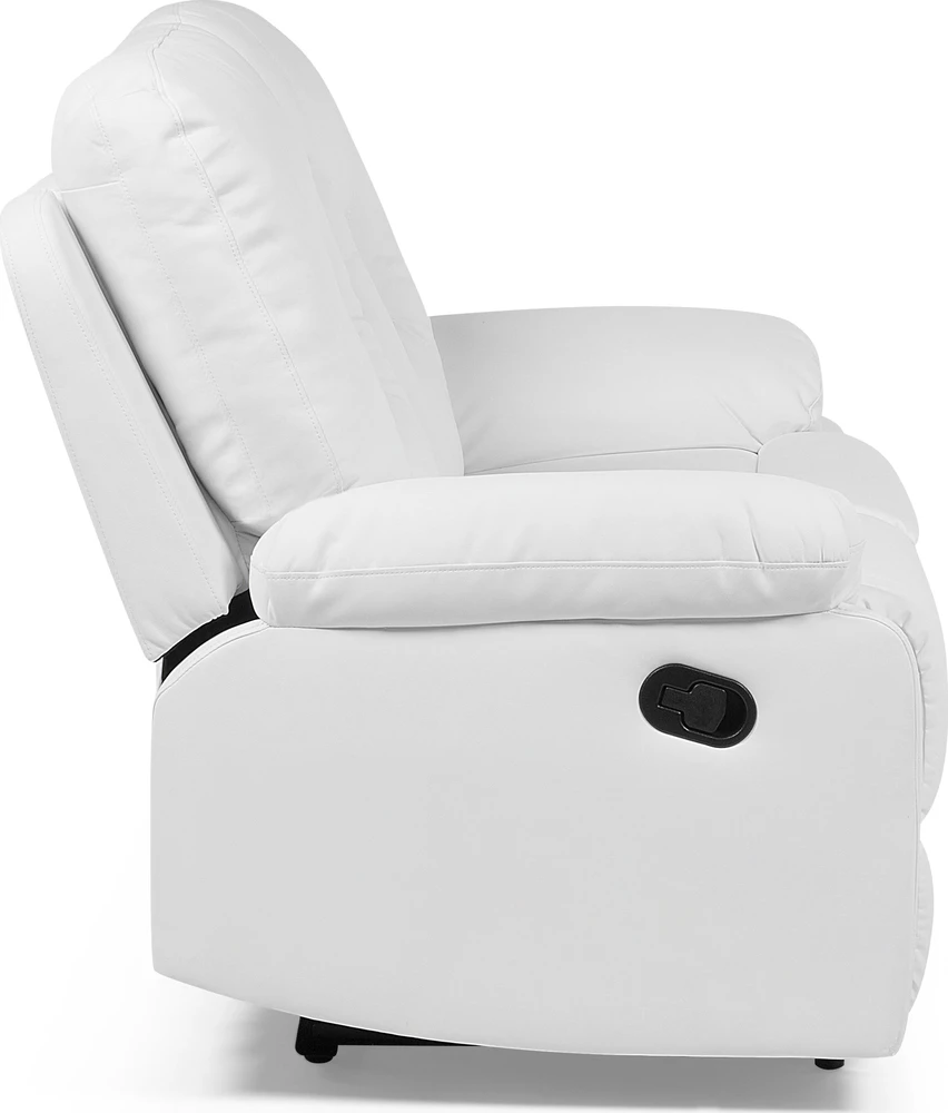 Beliani 2 vietų sofa su rankine relaksacijos funkcija BERGEN, dirbtinė oda, balta