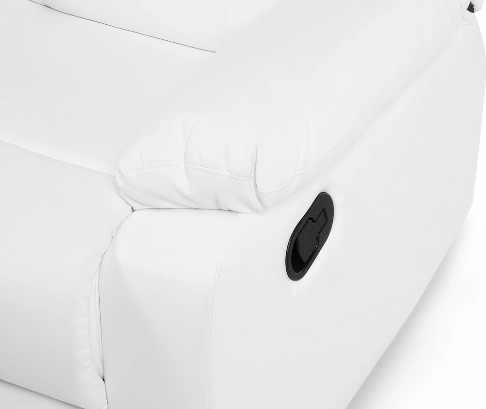 Beliani 2 vietų sofa su rankine relaksacijos funkcija BERGEN, dirbtinė oda, balta