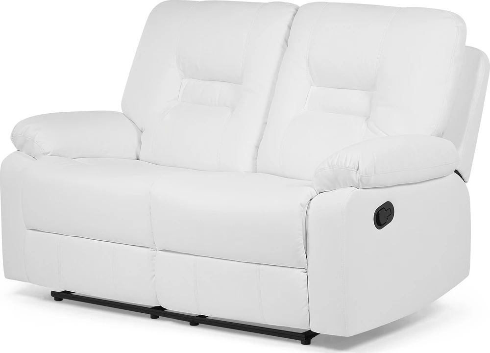 Beliani 2 vietų sofa su rankine relaksacijos funkcija BERGEN, dirbtinė oda, balta