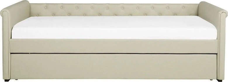 Beliani Ištraukiama lova LIBOURNE 80 x 200 cm smėlio spalvos