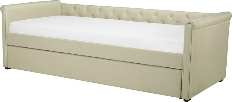 Beliani Ištraukiama lova LIBOURNE 80 x 200 cm smėlio spalvos