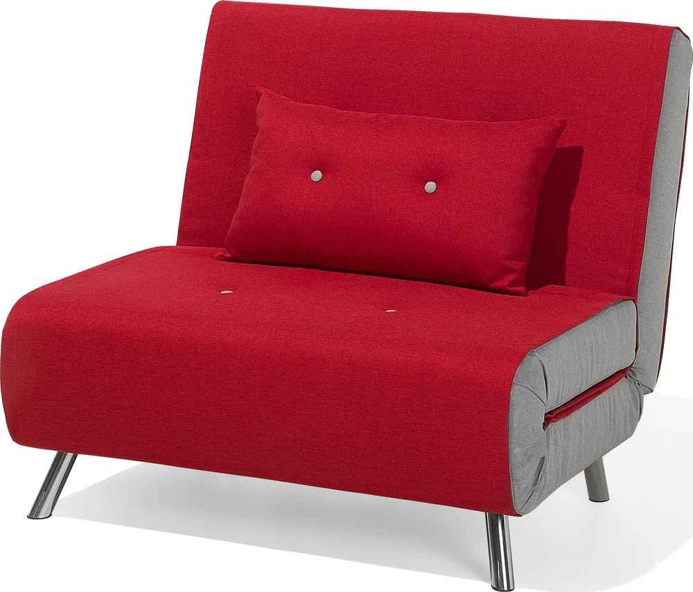 Beliani Viengulė išskleidžiama sofa FARRIS, raudona