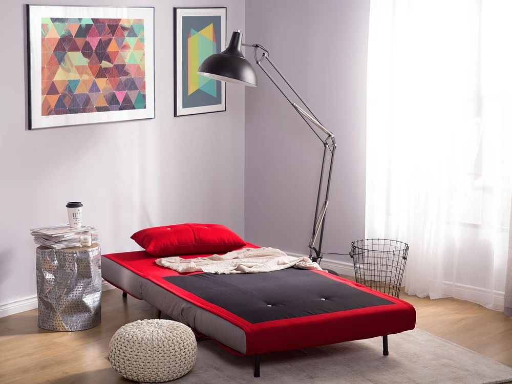 Beliani Viengulė išskleidžiama sofa FARRIS, raudona