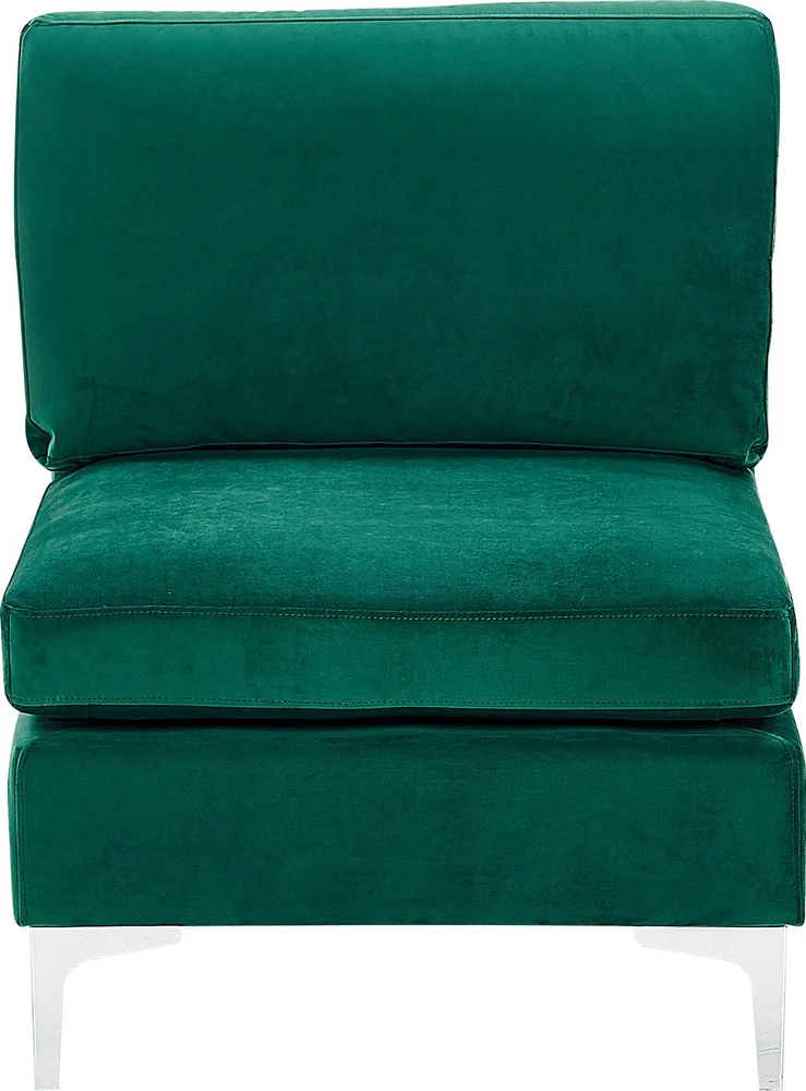 Beliani 4 vietų modulinė kampinė sofa EVJA kairinė, žalias veliūras su otomanu