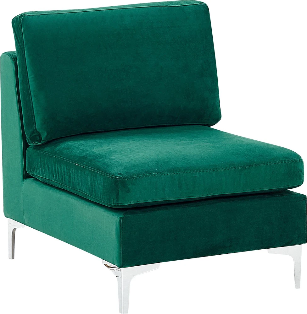 Beliani 4 vietų modulinė kampinė sofa EVJA kairinė, žalias veliūras su otomanu