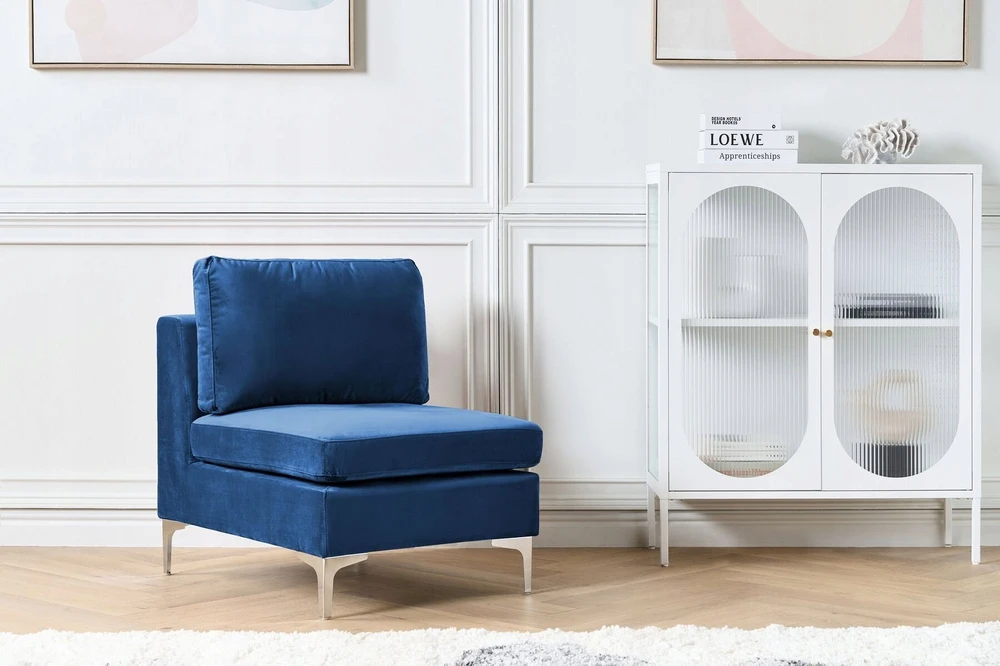 Sofa Beliani Vienvietis modulis EVJA tamsiai mėlynas veliūras
