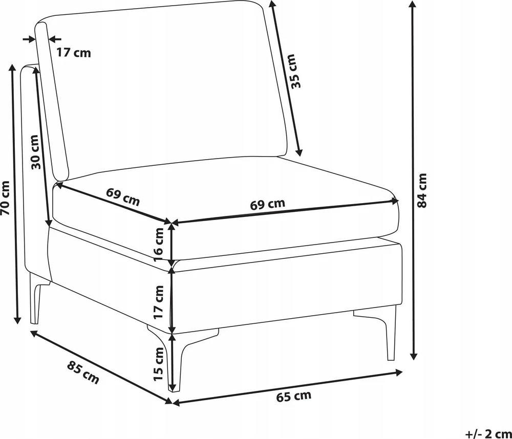 Sofa Beliani Vienvietis modulis EVJA tamsiai mėlynas veliūras