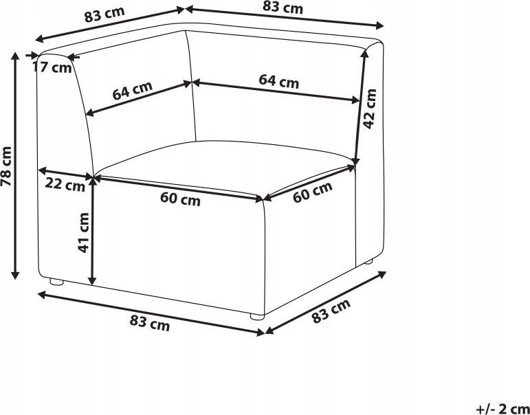 Sofa Beliani Kampinis modulis LEMVIG, kreminės spalvos, velvetinis