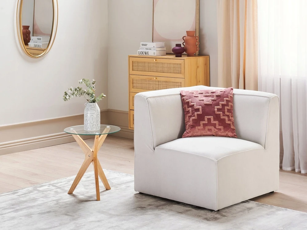 Sofa Beliani Kampinis modulis LEMVIG, kreminės spalvos, velvetinis