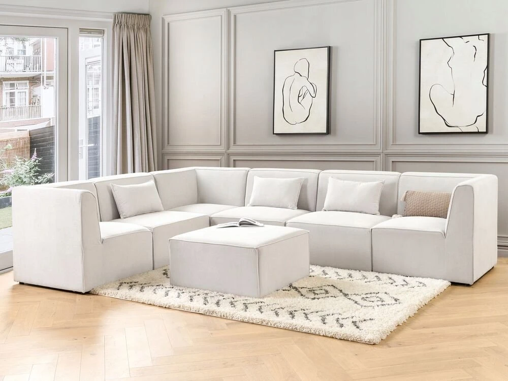 Sofa Beliani Kampinis modulis LEMVIG, kreminės spalvos, velvetinis
