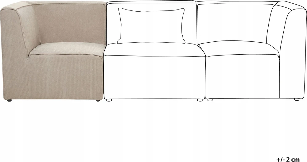 Sofa Beliani Kampinis modulis LEMVIG smėlio spalvos kordas