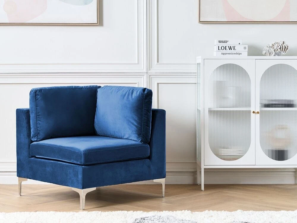 Sofa Beliani Kampinis modulis EVJA tamsiai mėlynas veliūras