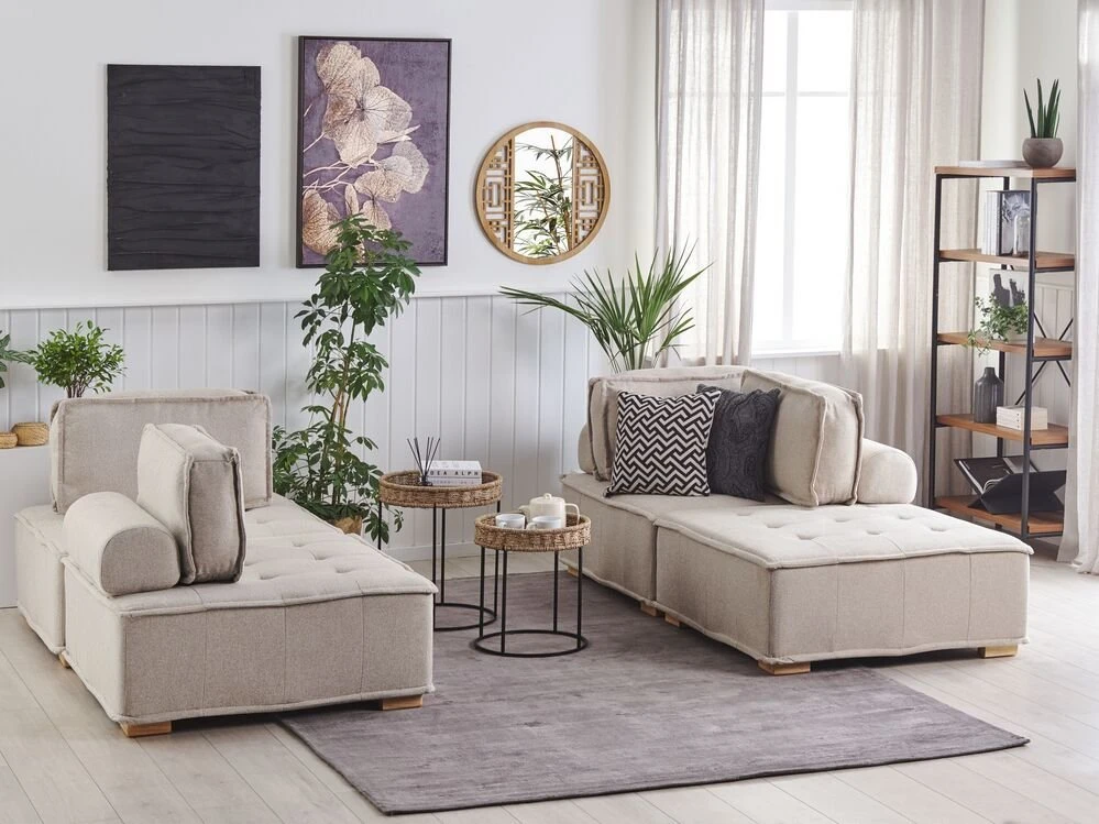 Sofa Beliani Moduulinis baldų komplektas 4 asmenims TIBRO šviesiai smėlio spalvos