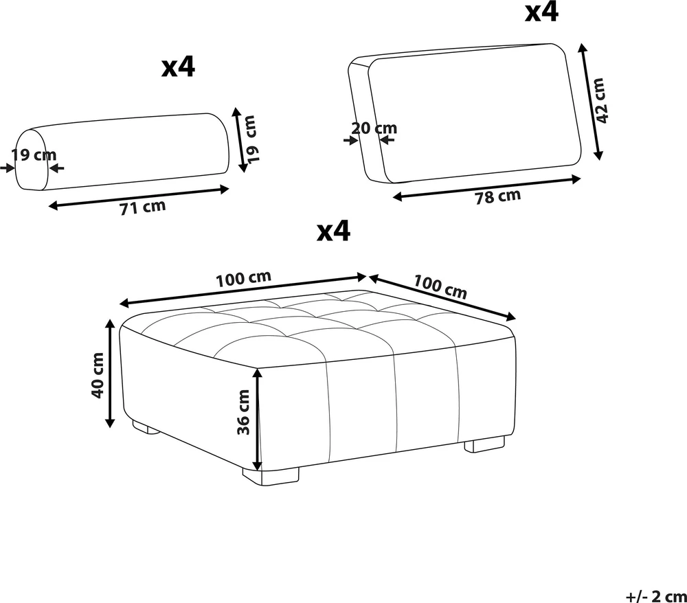 Sofa Beliani Moduulinis baldų komplektas 4 asmenims TIBRO šviesiai smėlio spalvos